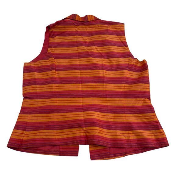 Ann Taylor Women's size 10 Silk Collared Sleeveless Blouse Button Up Pink Orange - Picture 4 of 4
